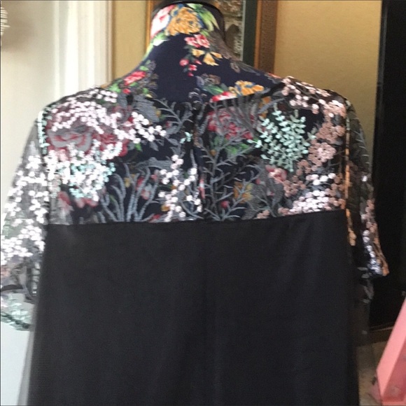 🆕 NWT Lane Bryant Embroidered Florals Black Mesh Cocktail Dress - Picture 12 of 13